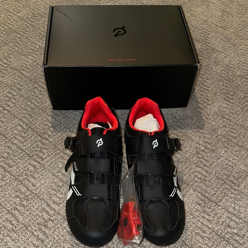 Peloton Black and Red Cycling Shoes for Men (sz 48 or equivalent to 15)